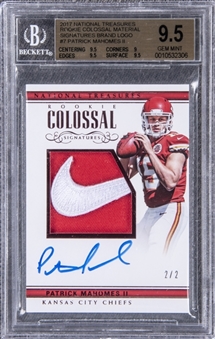 2017 Panini "National Treasures" Rookie Colossal Material Signatures Brand Logo #7 Patrick Mahomes II Signed Nike Logo Patch Rookie Card (#2/2) – BGS GEM MINT 9.5/BGS 10